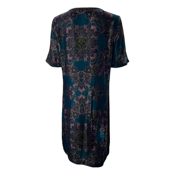 Sundance Nomi Teal Floral Velvet Mini Dress Small - Picture 6 of 8